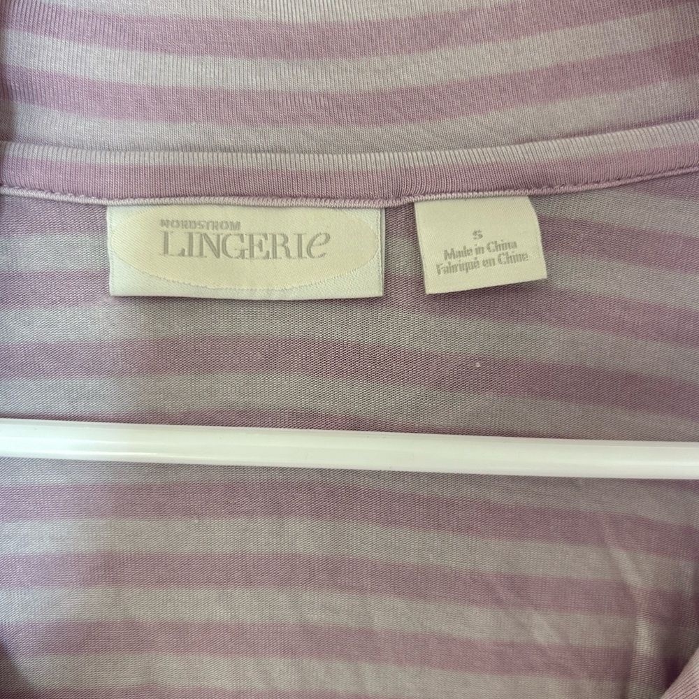 Nordstrom Lingerie Striped Pajama Top - Pink and White